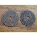 1 x 1957 Rhodesia and nyasaland one penny and 1 x 1950 Southern Rhodesia one penny coins