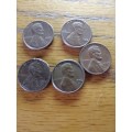 USA 1c coins x 5. `79,`72,`63,`81.`82.