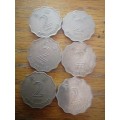 6 x Hong Kong $2 coins