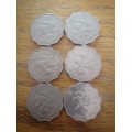 6 x Hong Kong $2 coins