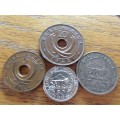 East Africa coins 1921 1 shilling. 1963 10c.1956 5c.1942 10c