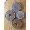 East Africa coins 1921 1 shilling. 1963 10c.1956 5c.1942 10c