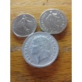 France coins 1 franc 1974..2 franc 1979..5 franc 1949..