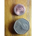 UK coins 1969 50 new pence.. 1982 20 pence..