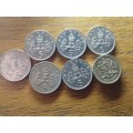 UK coins 1983 1 pound. 5 new pence 2x 1969.1970.1977.1979.1980.