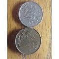 Belgium coins  1950 5 francs. 1980 20 francs.