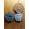1944 belgie 25c coin.. 1956 Italy 10 lire.  1965 Mexico 20 centavos.