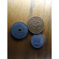 1944 belgie 25c coin.. 1956 Italy 10 lire.  1965 Mexico 20 centavos.