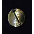 VINTAGE GOLD BROOCH - SET WITH MOSS AGATE & SEED PEARLS