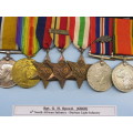 WW1 + WW2 SOUTH AFRICAN MEDAL GROUP (7)  -  M.I.D