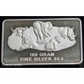 100 grams Bar Fine Silver 999 - Big Five series set 37/1000