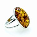 **FREE SHIPPING**HUGE NATURAL BALTIC AMBER 925 SILVER RING IMPORTED FROM POLAND