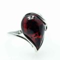 DARK COGNAC BALTIC AMBER 925 SILVER RING IMPORTED FROM POLAND