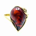 **FREE SHIPPING** DARK COGNAC BALTIC AMBER 925 SILVER RING GOLD PLATED IMPORTED FROM POLAND