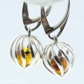 IMPORTED FROM POLAND BALTIC AMBER SOLID 925 SILVER EARRINGS