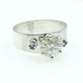 1.38 ct J-K SI2 Colour Round Cut Moissanite  925 Solid Silver Ring