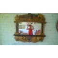 CARVED, PAINTED WOODEN FRUIT FRAME MIRROR