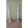 STRIKING PAIR OF WHITE , WOODEN CANDLE HOLDERS
