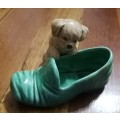 Sylvac puppy and shoe ornament
