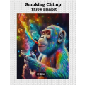 Smoking Chimp Print - Fleece Throw Blanket (200cm x 150cm)