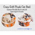 Cozy Soft Plush Cat Bed - Instant Noodle Bowl Shape with Lid