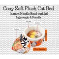 Cozy Soft Plush Cat Bed - Instant Noodle Bowl Shape with Lid