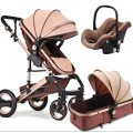 Baby Pram / Stroller - 3 Function Foldable Baby Pram with Car Seat- Khaki Chocolate 535-Q3