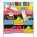 CHILDREN`S SMALL BOOKCASE TOY SHELF WITH STORAGE BOXES
