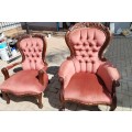 Victorian lounge suite, 3 seater sofa and 4 high back chairs