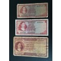 S. A. Bank Note : ONE RAND / EEN RAND : G Rissik (1x Small, 1x Medium and 1x Large Note)