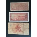 S. A. Bank Note : ONE RAND / EEN RAND : G Rissik (1x Small, 1x Medium and 1x Large Note)