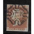 GREAT BRITAIN  2 x  1d  RED  MALTESE CROSS CANCEL  NO. 5/7