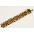 *FILIGREE*WOW ! STUNNING ANTIQUE STERLING SILVER AND GOLD GILT FILIGREE FISH SCALE PATTERN BRACELET