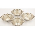 *SILVER*WOW LOT OF FOUR MATCHING HALLMARK SILVER PIERCED BON BON DISHES BY WALKER & HALL-HIGH VALUE