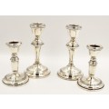 *SILVER*WOW! PAIR OF FOUR MATCHING HALLMARK SILVER CANDLE STICKS MADE BY BROADWAY AND CO !