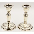*SILVER*WOW! PAIR OF FOUR MATCHING HALLMARK SILVER CANDLE STICKS MADE BY BROADWAY AND CO !