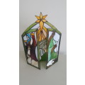 LARGE VINTAGE CHRISTMAS LEAD STAINED GLASS NATIVITY SCENE