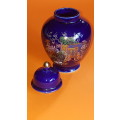 Vintage Oriental Cobalt Blue flower Cart Ginger Jar