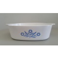 VINTAGE BLUE AND WHITE CORNING WARE CASSEROLE DISH