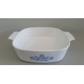 VINTAGE BLUE AND WHITE CORNING WARE CASSEROLE DISH
