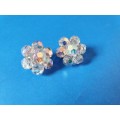 Vintage Aurora borealis, crystal West Germany Clip-on Cluster Earrings
