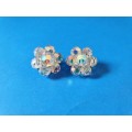 Vintage Aurora borealis, crystal West Germany Clip-on Cluster Earrings