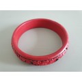 Chinese Carved Red Lacquer Cinnabar Bangle Bracelet