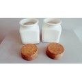 Beautiful Pair of Handpainted Taurus Porcelain Kitchen Rice and Sugar containers with Cork Lids