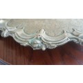 BEAUTIFUL ANTIQUE ROSE DETAIL 3 LEGGED HEAVY EPNS 4742 SILVER TRAY
