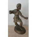 SOLID BRASS SCULPTURE OF HUNTING SCENE MAN