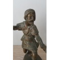 SOLID BRASS SCULPTURE OF HUNTING SCENE MAN