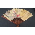 VINTAGE CHINESE PAPER FAN WITH WAR HORSE AND RIDER/WARRIOR