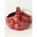 SOUTH AFRICAN LUCIA WARE BRIGHT RED FLOWER PORCELAIN BASKET