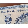 VINTAGE ROYAL DELFT WARE "DE PORCELEYNE FLES" BLUE & WHITE TRAY/TEA TOWEL